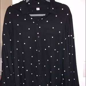 Old Navy Black & White Polka Dot Blouse